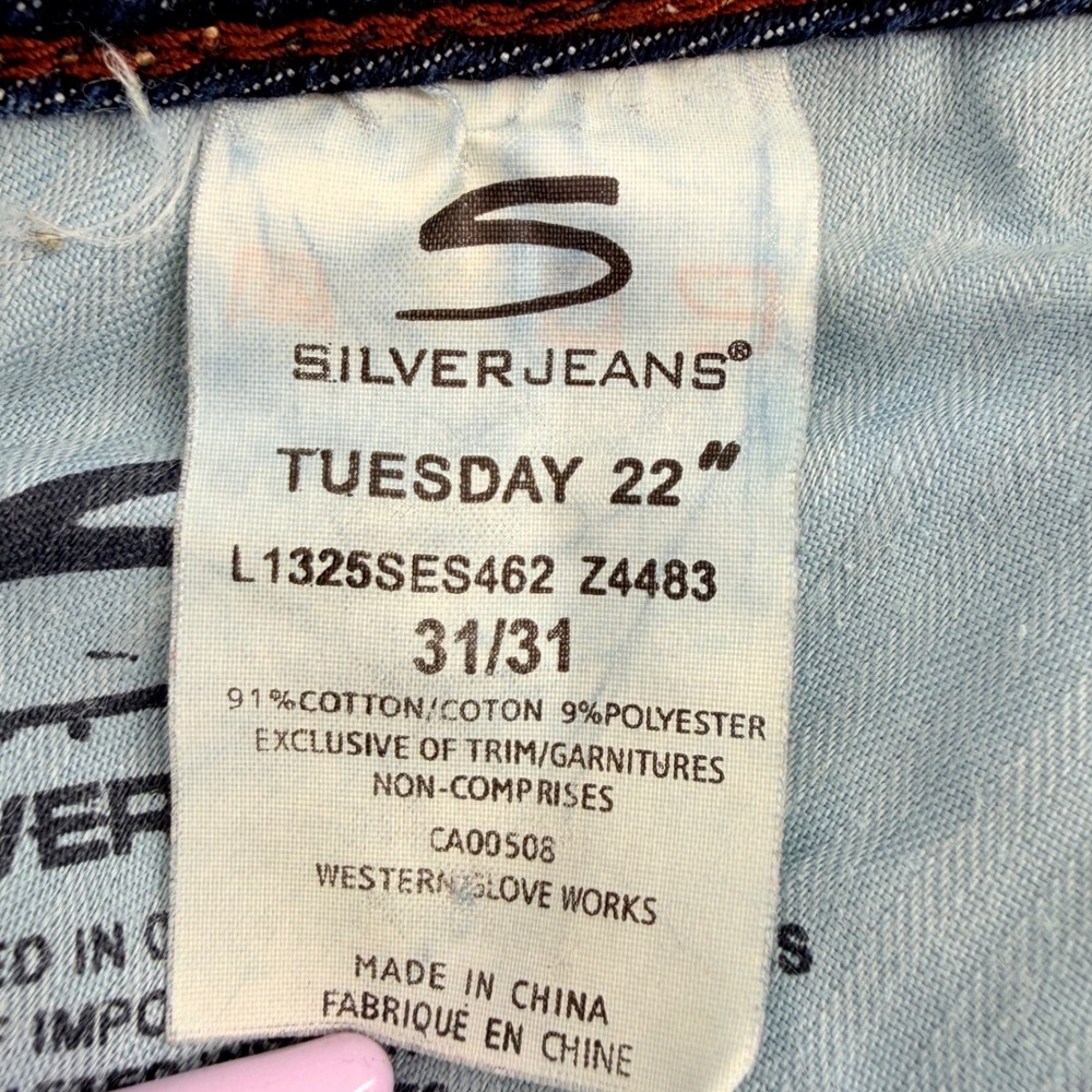 Silver Jeans Tuesday Flare Women 31x31 Dark Wash Low Rise Distressed - Picture 10 of 14